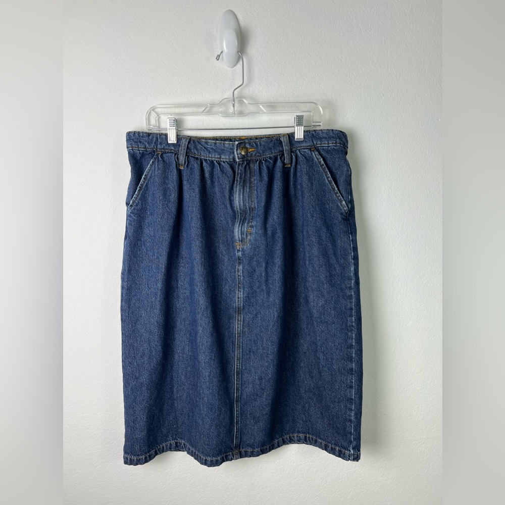 Lee High Rise Midi Western Blue Cotton Denim Jean Skirt